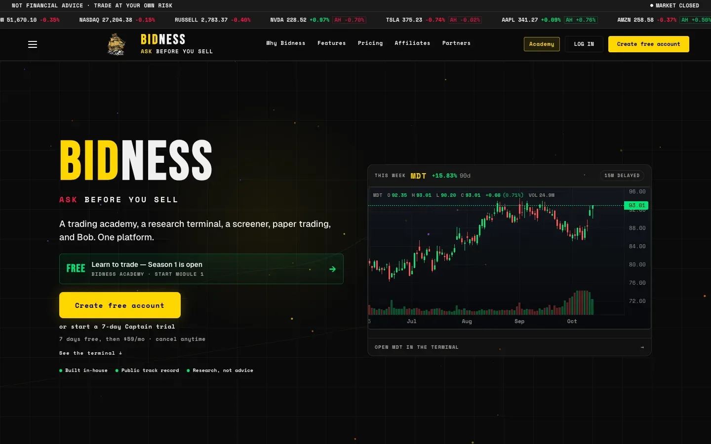 The Bidness website